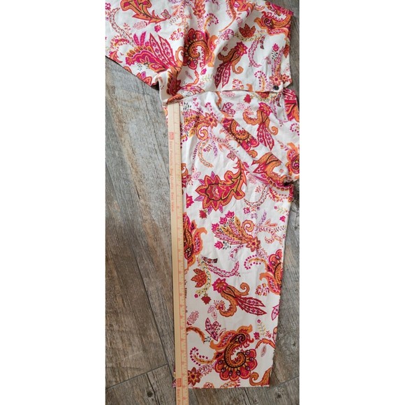 Liz Claiborne‎ Pants Women's 16P  Petite Silk Linen Blend Capri Cropped Paisley - Picture 5 of 10